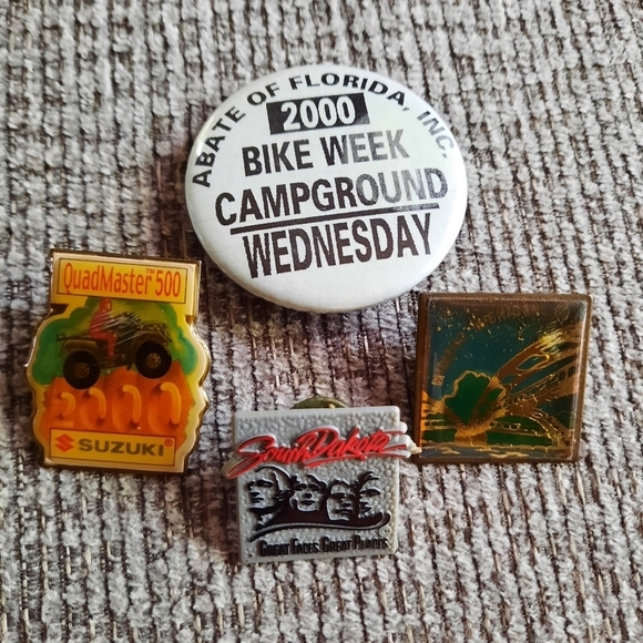Vintage Other - Vintage Y2K Variety Biker Pins Bike Week, Suzuki, South Dakota, Midland MI